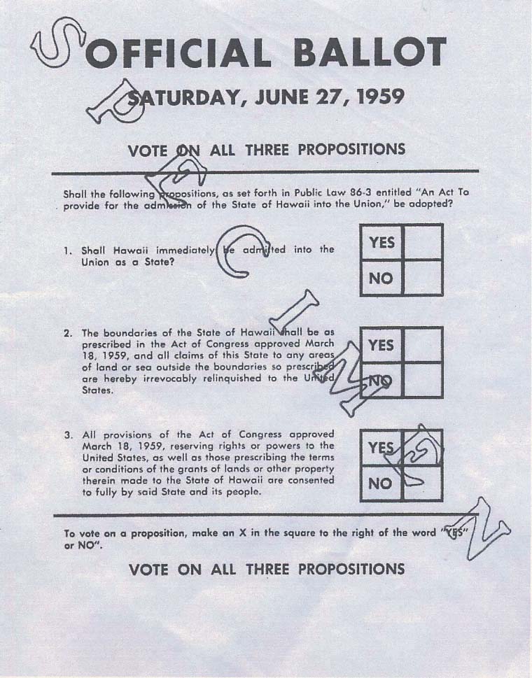 1959 Hawaii Statehood ballot